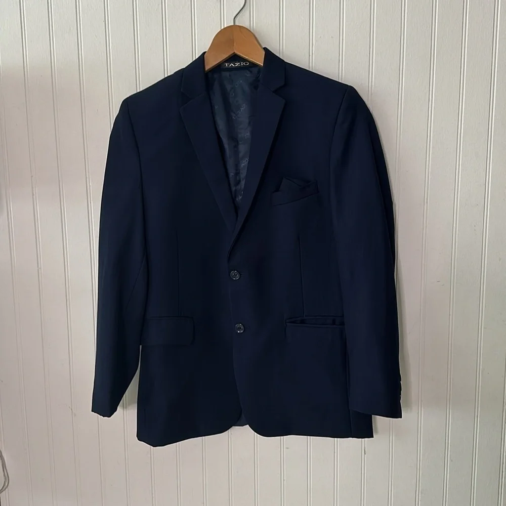Tazio Navy Blue Jacket Blazer and Vest Like New sz 14